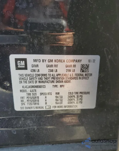 2022 Buick Encore Preferred z USA, uszkodzony, nr VIN KL4CJASM0NB560123